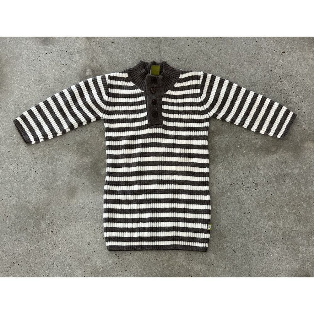 Nui Organic Merino Wool Striped Kids Sweater Dress Size 4Y